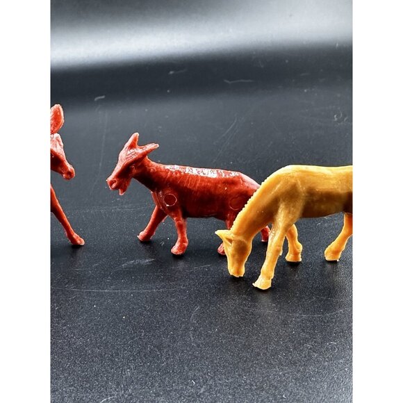 Molded Plastic 1950s Farm Animals Donkey Horse Goat Vtg Tim Mee Marx Auburn ? - Picture 3 of 10